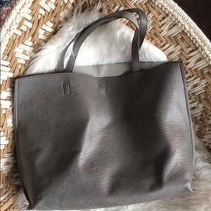 Gray faux leather tote